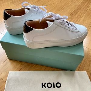Koio white leather platform sneakers